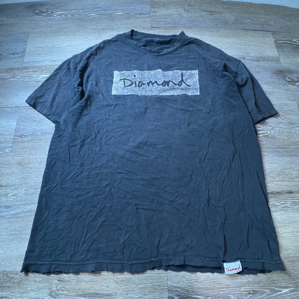 Diamond Supply Co T-Shirt Mens XL Black Distressed Logo Graphic Skate Tee